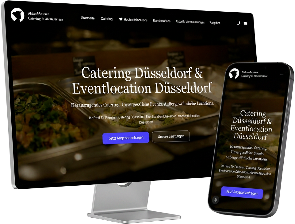 Website von Münchhausen Catering & Messeservice auf Desktop und Smartphone