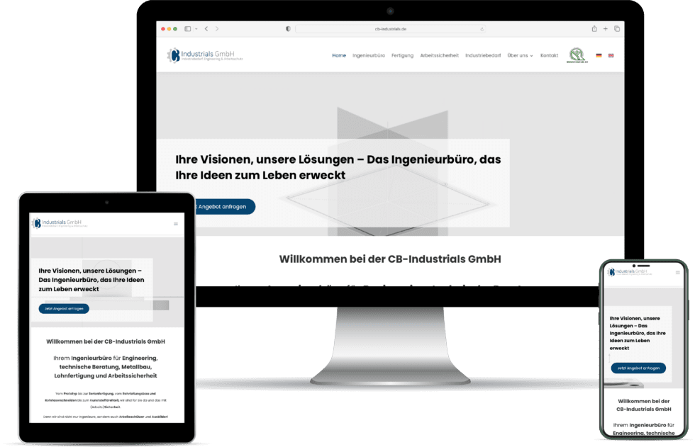 Website responsiv auf Desktop, Tablet und Smartphone